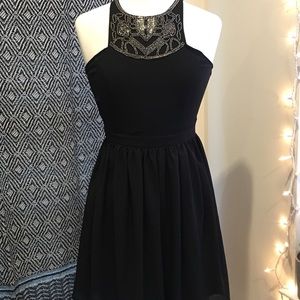 Beaded halter mini dress
